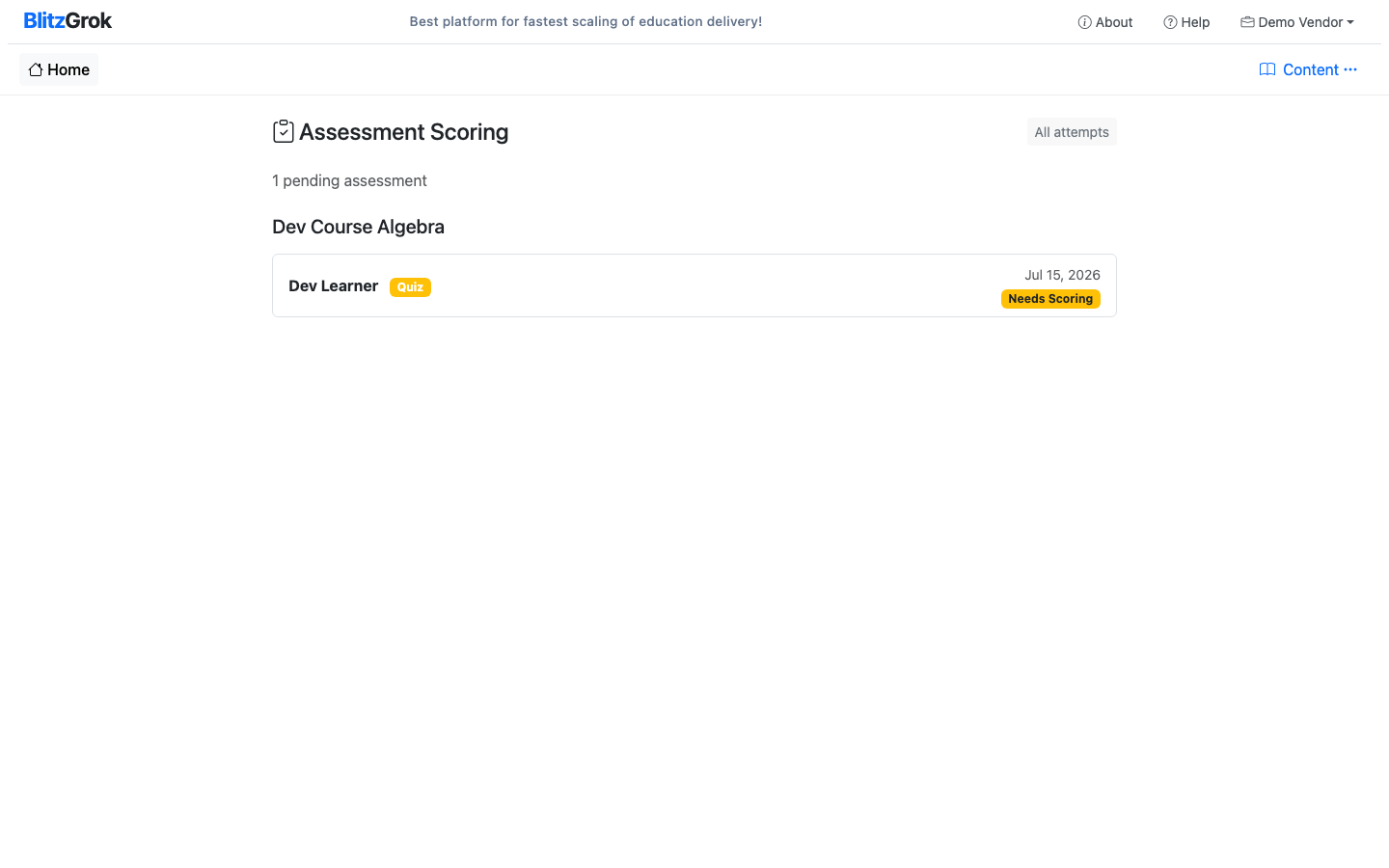 Assessment scoring queue list